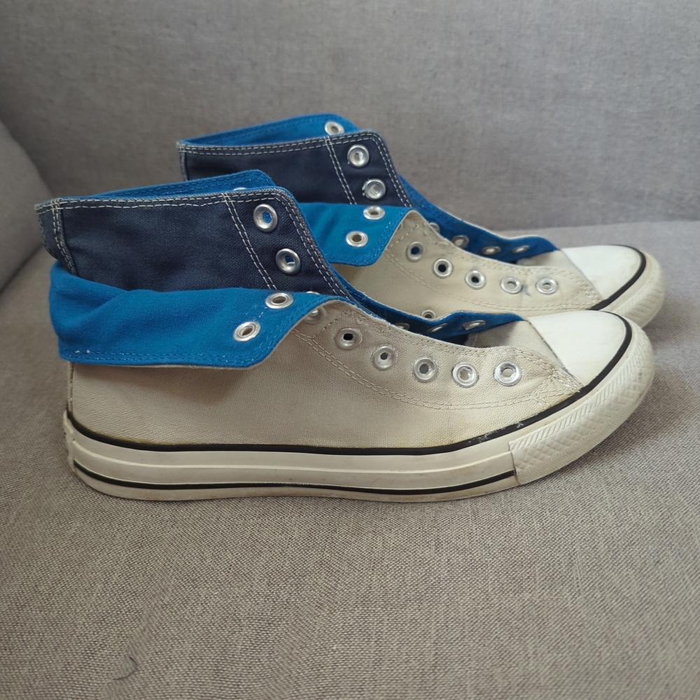 Converse Womens 9 Mens 7 Blue and Gray High-Top Sneakers